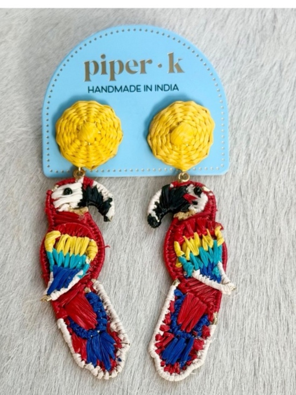 piper·k Yellow & Red Parrot Drop Earrings